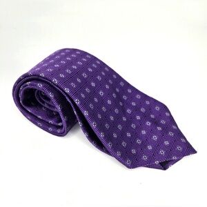 Brooks Brothers 346 Neck tie Pure Silk Geometric Purple 60" X 3.75"